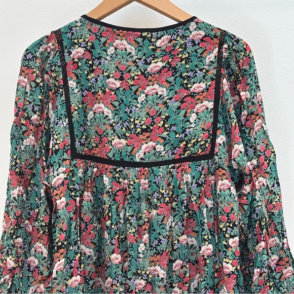 Anthropologie Floreat Ottava Peasant Tunic Mini Dress Boho Dark Floral Size XS - Picture 9 of 14